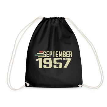 September 1957 Vintage Geschenkidee September 1957 - Turnbeutel - Schwarz - Vorne