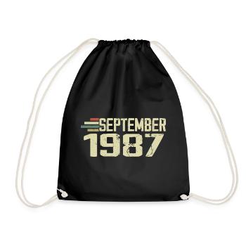 September 1987 Vintage Gift Idea September 1987 - Drawstring Bag - black - Front
