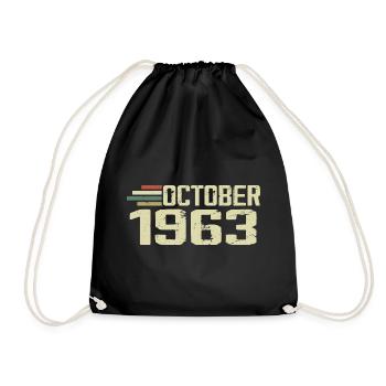 October 1963 - Birthday in October 1963 - Drawstring Bag - black - Front