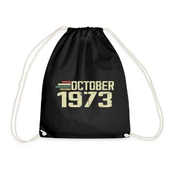 October 1973 - Geburtstag im Oktober 1973 - Turnbeutel - Schwarz - Vorne