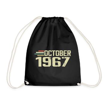 October 1967 - Geburtstag im Oktober 1967 - Turnbeutel - Schwarz - Vorne