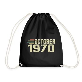 October 1970 - Geburtstag im Oktober 1970 - Turnbeutel - Schwarz - Vorne