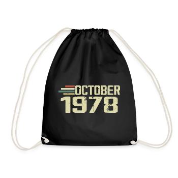 October 1978 - Geburtstag im Oktober 1978 - Turnbeutel - Schwarz - Vorne
