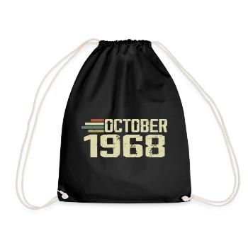 October 1968 - Geburtstag im Oktober 1968 - Turnbeutel - Schwarz - Vorne
