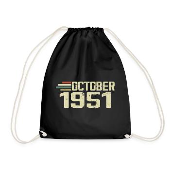 October 1951 - Birthday in October 1951 - Drawstring Bag - black - Front