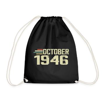 October 1946 - Geburtstag im Oktober 1946 - Turnbeutel - Schwarz - Vorne