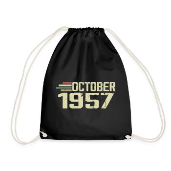October 1957 - Geburtstag im Oktober 1957 - Turnbeutel - Schwarz - Vorne