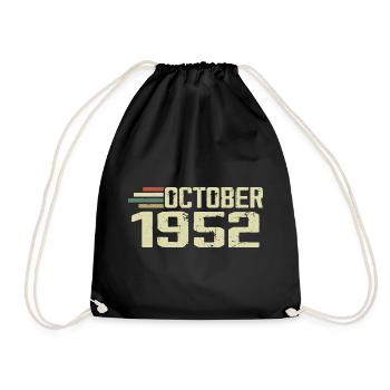 October 1952 - Geburtstag im Oktober 1952 - Turnbeutel - Schwarz - Vorne