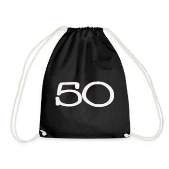 50. 50 JAHRE. 50-JÄHRIGES JUBILÄUM. 50-JÄHRIGES JUBILÄUM. - Turnbeutel - Schwarz - Vorne
