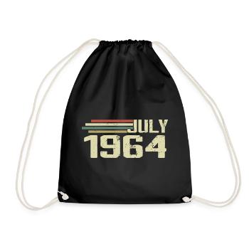 Geburtstag Juli 1964 Jahr 1964 Juli Jahrgang 1964 - Turnbeutel - Schwarz - Vorne