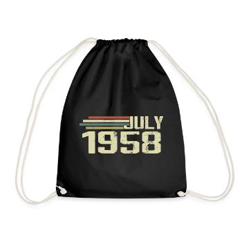 Birthday July 1958 Year 1958 July Year 1958 - Drawstring Bag - black - Front