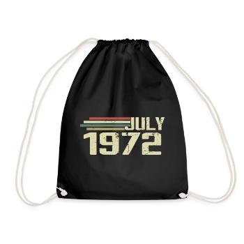 Geburtstag Juli 1972 Jahr 1972 Juli Jahrgang 1972 - Turnbeutel - Schwarz - Vorne