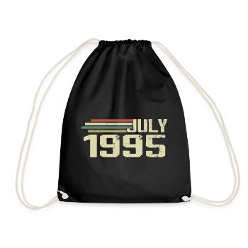 Birthday July 1995 Year 1995 July Vintage 1995 - Drawstring Bag - black - Front