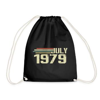 Geburtstag Juli 1979 Jahr 1979 Juli Jahrgang 1979 - Turnbeutel - Schwarz - Vorne