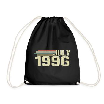 Birthday July 1996 Year 1996 July Vintage 1996 - Drawstring Bag - black - Front