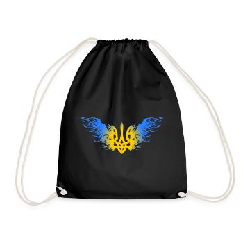 Ukraine Ukrainian Coat of Arms Slava Support - Drawstring Bag - black - Front