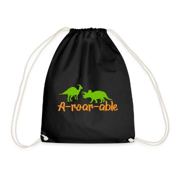 Dinosaure A-roar-able Drôle de dicton - Sac de sport léger - noir - Devant