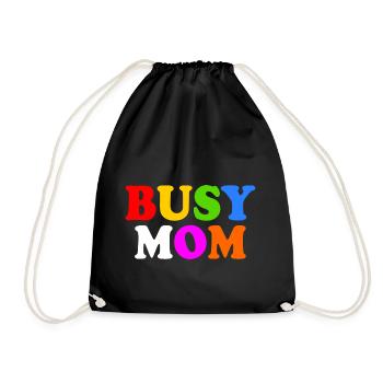 Busy mom - Drawstring Bag - black - Front