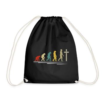 Christen Evolution vom Affen zu Jesus - Turnbeutel - Schwarz - Vorne