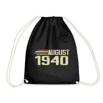 Born August 1940 Anniversary August 1940 Year - Drawstring Bag - black - Front