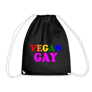Vegan gay - Drawstring Bag - black - Front
