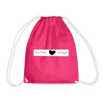 black heart - Drawstring Bag - fuchsia - Front