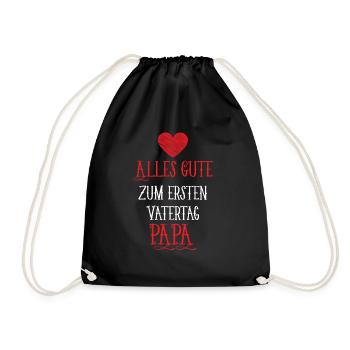 1. VATERTAG Geschenk Papa Vater Geburt Baby Daddy - Turnbeutel - Schwarz - Vorne