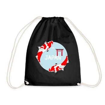 koi carp fish japan Asia goldfish manga red l - Drawstring Bag - black - Front