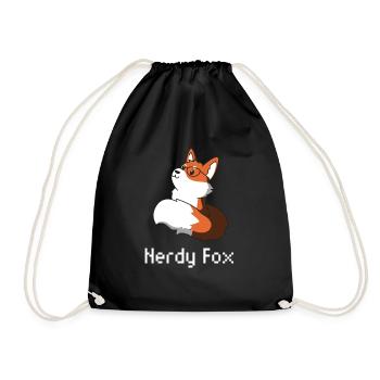 Fox nerd gift glasses animal cunning smart - Drawstring Bag - black - Front