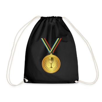 Gold Medal, Medal, Winner Winner - Drawstring Bag - black - Front