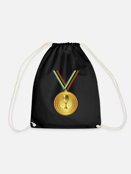 Goldmedaille, Medaille , Sieger Gewinner - Turnbeutel - Schwarz
