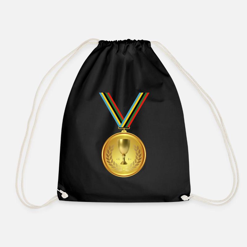 Goldmedaille, Medaille , Sieger Gewinner - Turnbeutel - Schwarz