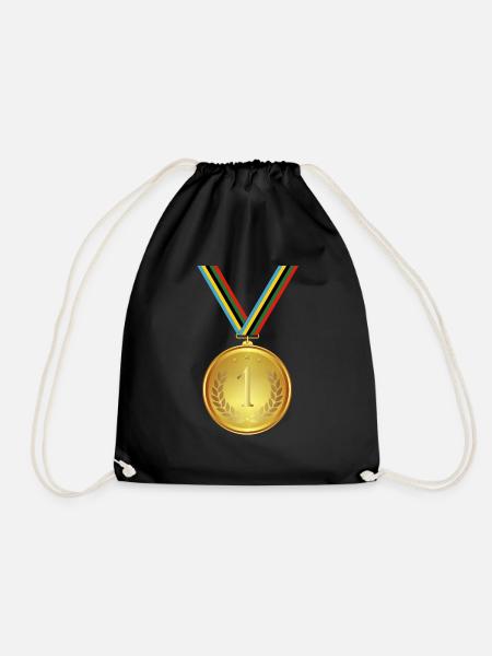 Goldmedaille, Medaille , Sieger Gewinner - Turnbeutel - Schwarz