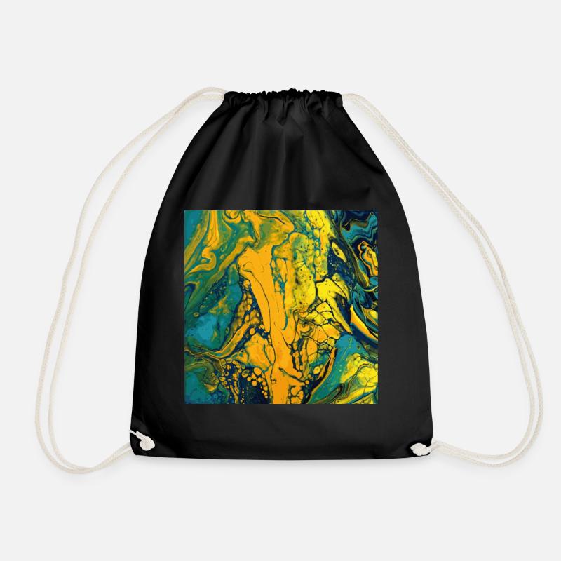 Yellow Cells - Drawstring Bag - black