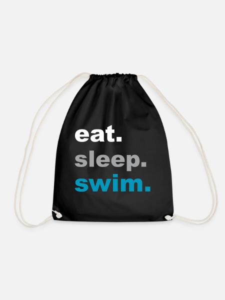 Eating, sleeping, swimming! - Gift - Drawstring Bag - black