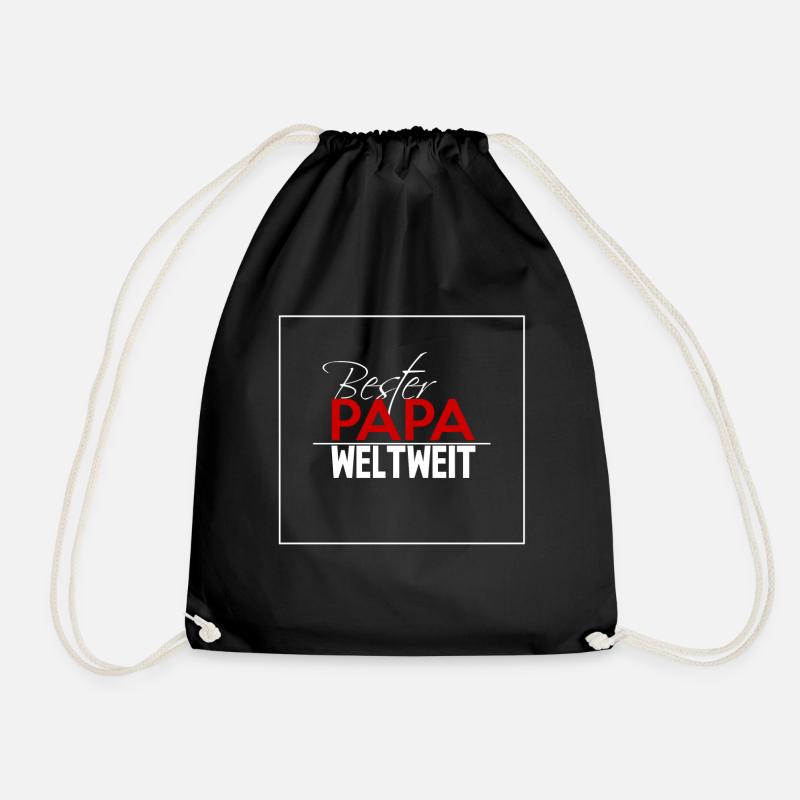 Best Father - PAPA Worldwide RED LABELED - Drawstring Bag - black