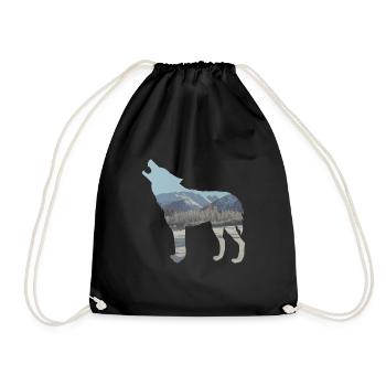 Wolf Winter Mountains Snow Nature Gift Idea Cool - Drawstring Bag - black - Front