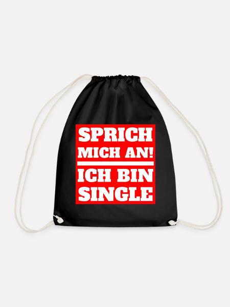 Sprich mich an! Ich bin Single Shirt Geschenk - Turnbeutel - Schwarz