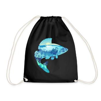 Barsch Perch Bass - Turnbeutel - Schwarz - Vorne