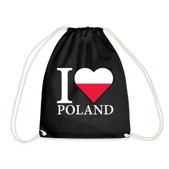 I <3 Poland I love Poland - Drawstring Bag - black - Front