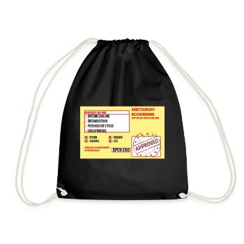 Work displeasure notice funny sick message - Drawstring Bag - black - Front