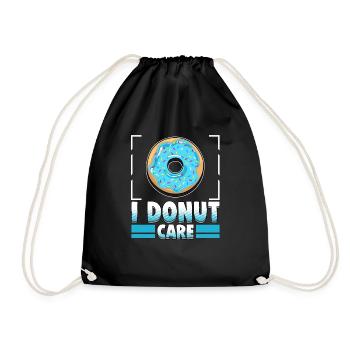 Cool donut shirt 'I donut care'. - Drawstring Bag - black - Front