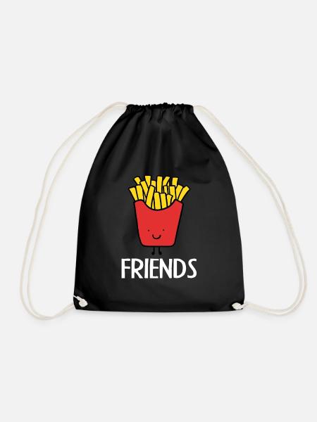 Best Friends, Beste Freunde, Partnershirt, Pommes - Turnbeutel - Schwarz