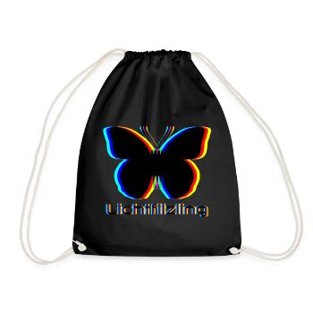 Lichtfilzling Schmetterling Abstrakt Psychedelisch - Turnbeutel - Schwarz - Vorne