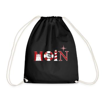 moin, Hamburg, Hansestadt - Turnbeutel - Schwarz - Vorne