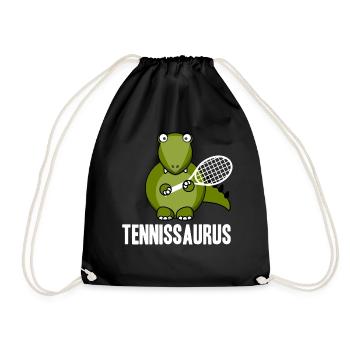 Dinosaur Tennis T-Rex Gift Idea - Drawstring Bag - black - Front