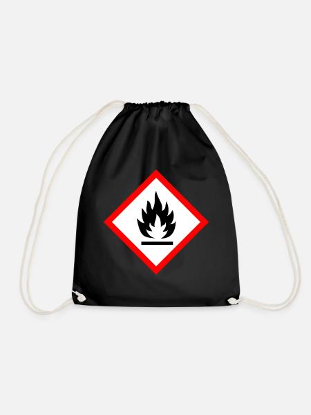 Caution Flammable - Drawstring Bag - black