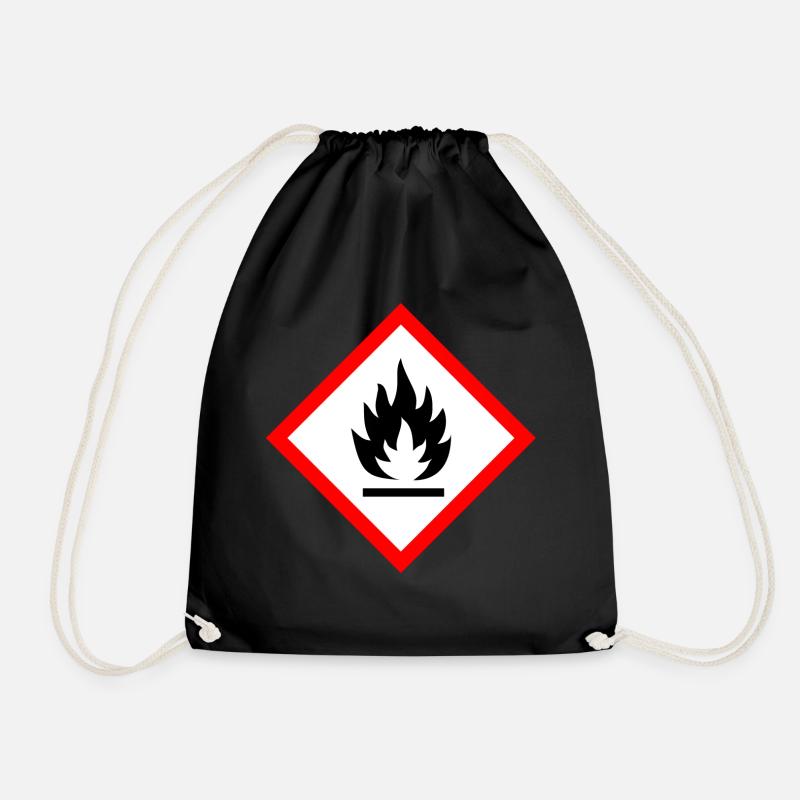 Caution Flammable - Drawstring Bag - black