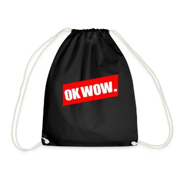 OK WOW. Geschenkidee Coole Shirts Sprüche Sommer - Turnbeutel - Schwarz - Vorne