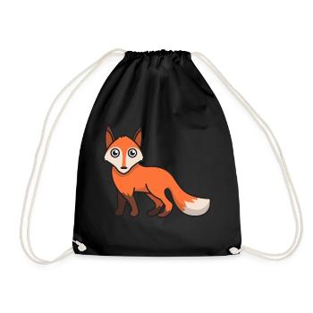 Fox foxes gift animal cartoon child forest nature - Drawstring Bag - black - Front